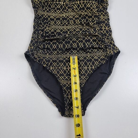 Nip Tuck One Piece Bathing Suit Black and Gold Trim size 6 EUC - Picture 6 of 16